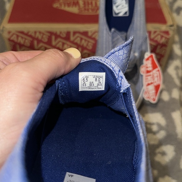 Vans Slip-On Chambray Blue Knot Tie Sneakers New 🆕 & Never Worn 😍 - Picture 14 of 17